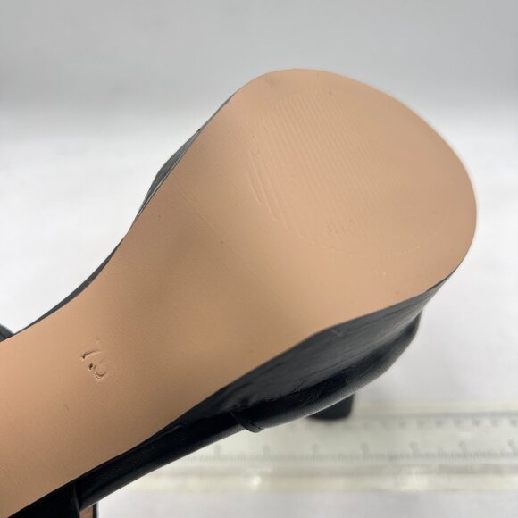 FSJ Black Peep Open Toe T-Strap Front Zipper Chunky Stacked High Heel Sandal - Picture 6 of 8